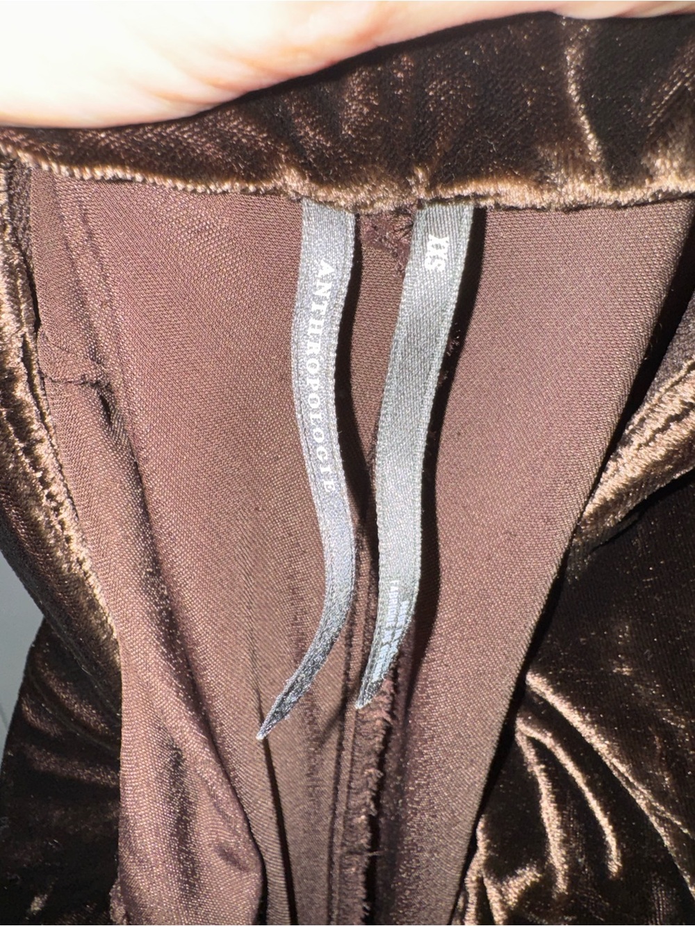 Anthropologie Tilda Velvet Wide Leg Pants XXS Cocoa Brown Holiday - Picture 10 of 16